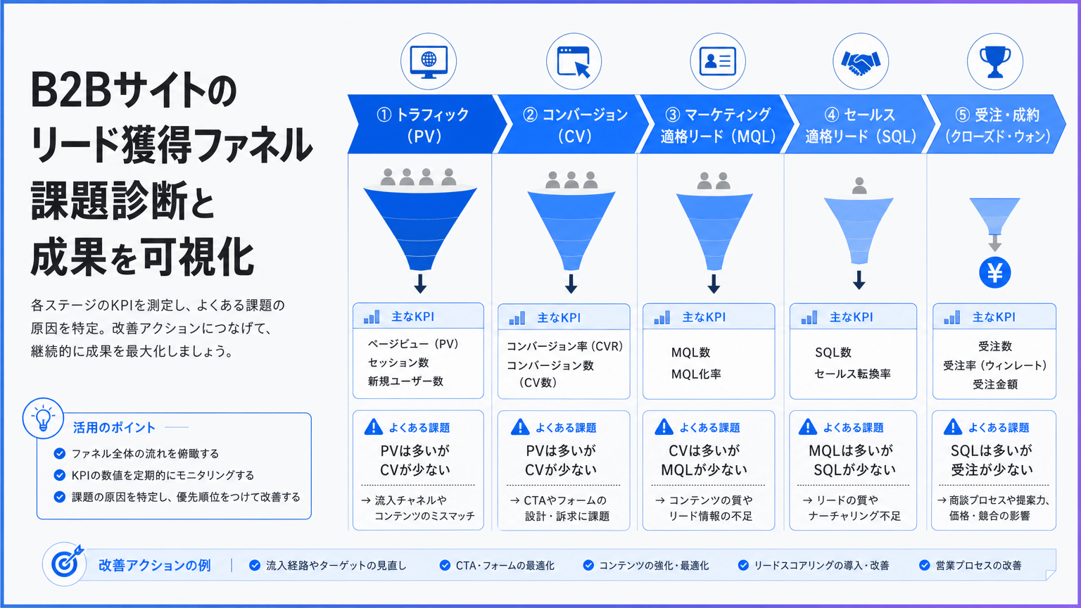 BtoBサイト導線の課題診断ファネルとKPI