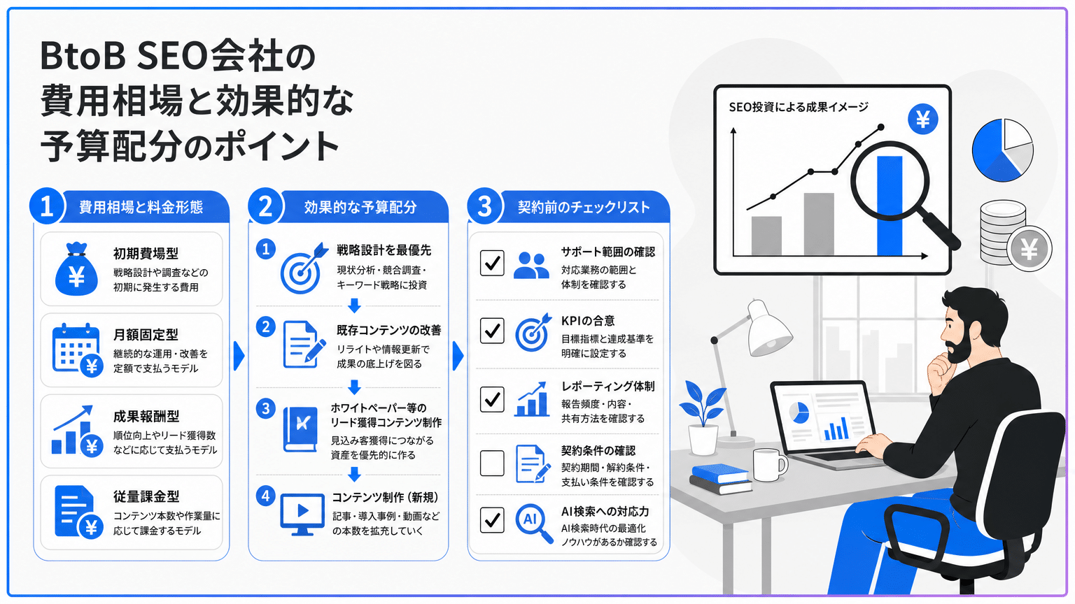 BtoB SEO会社への依頼費用相場と効果的な予算配分