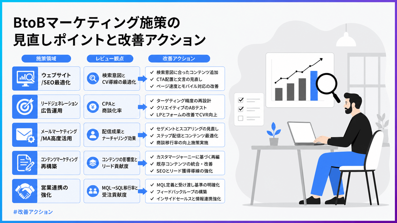 BtoBマーケティング主要施策の見直しポイント